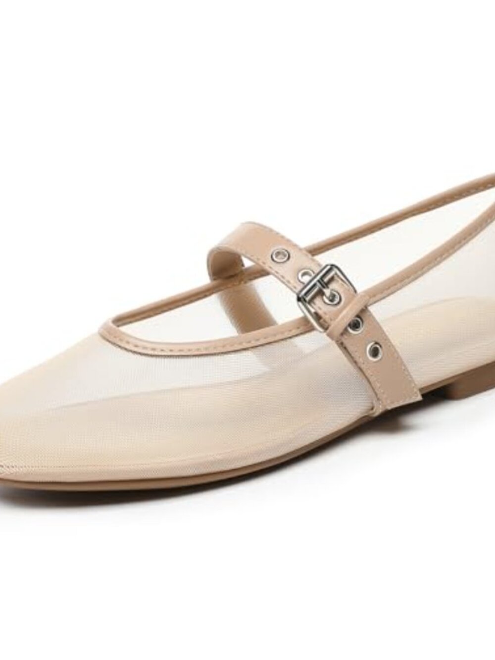 Rihero Women's Mesh Ballet Flats Square Toe Mary Jane Comfortable Slip-On Shoes